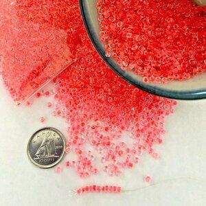 As Low As $2! Vibrant Orange Inside Color Rocaille Seed Beads 2.3mm 2oz 57g
